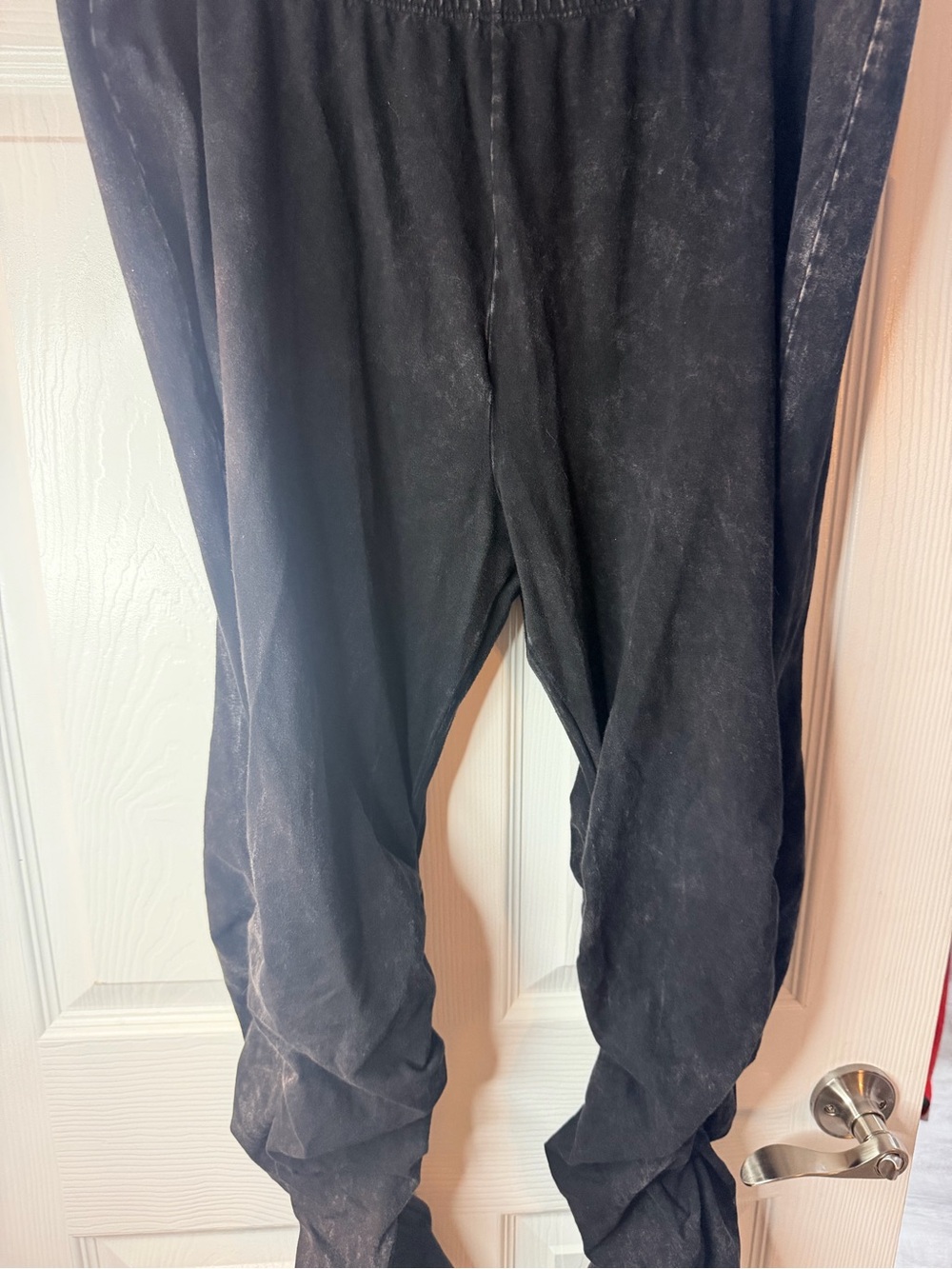Womens Soft Stretchy Charcoal Casual Jogger Ankle Side Scrunch Pants